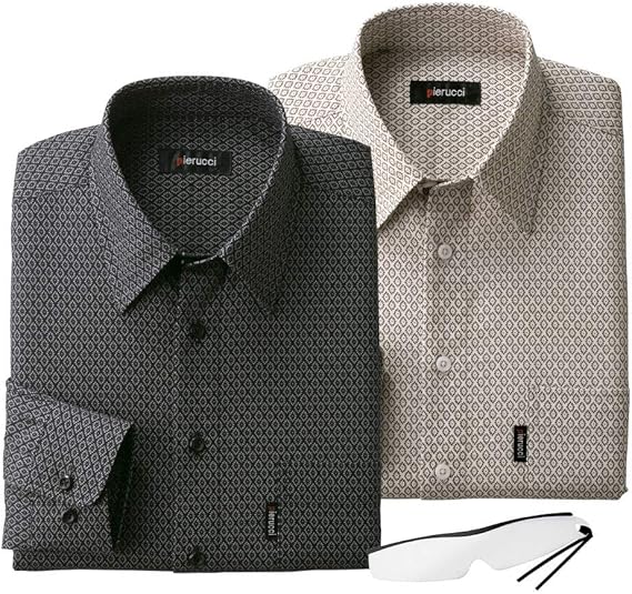 Amazon Pierucci ピエルッチ 綿100 小紋柄シャツ２色組 Gv 036 春 夏 秋 冬 しおり型ルーペ付 シャツ 通販