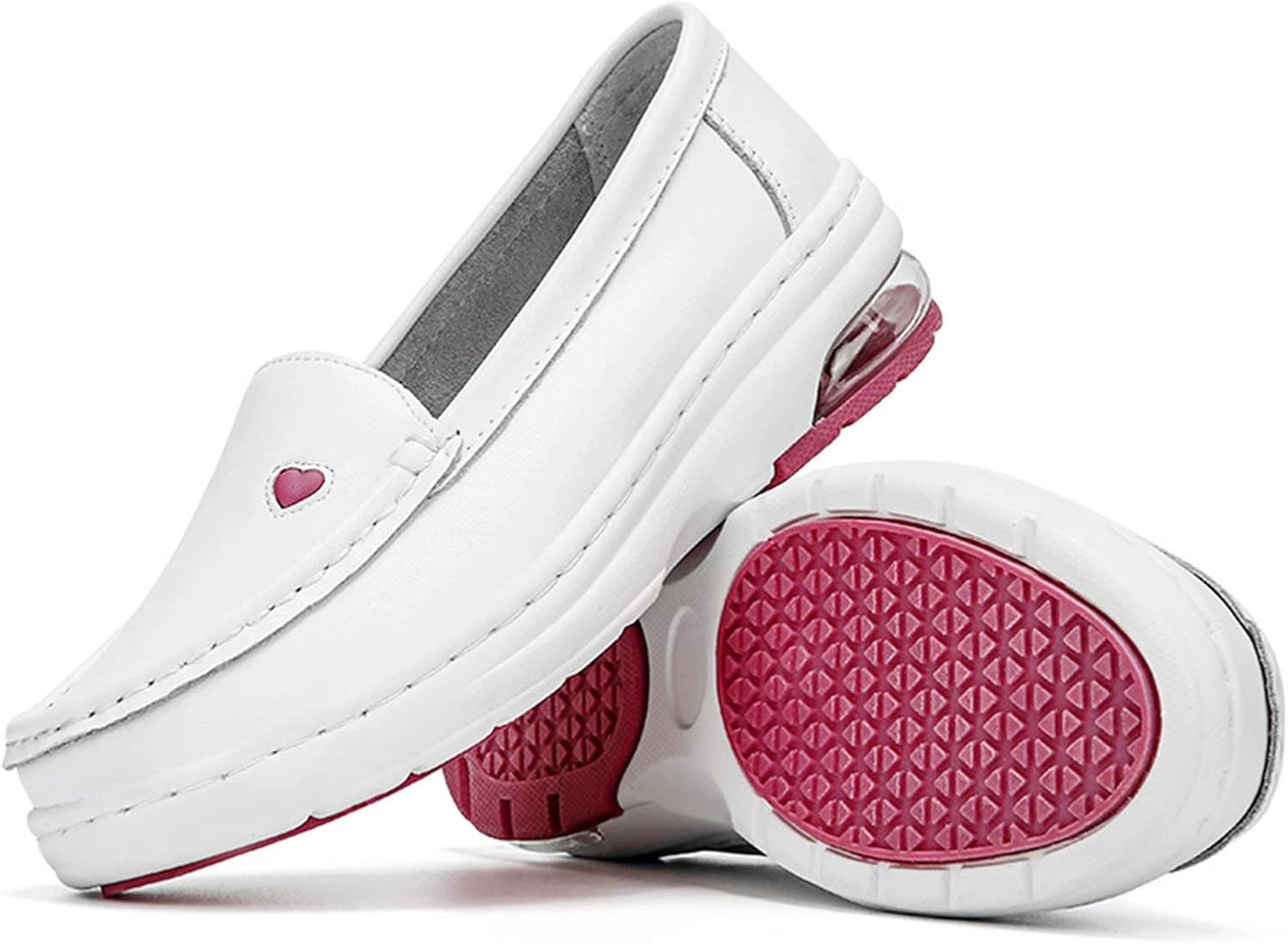 MaxMuxun Womens Nursing Shoes Leather Comfortable Non Slip Flat