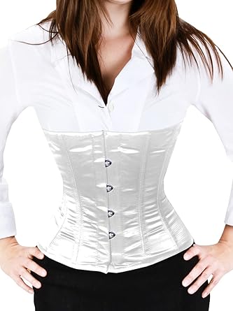 AB Korsett Manufaktur Damen Taillenkorsett Korsett Weiss Corsage Satin Schnürkorsett zur Taillenreduktion Mieder, Body Shaper