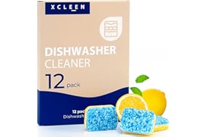 Xcleen Dishwasher Cleaner and Deodorizer Tablet - Helps Remove Limescale, Mineral Buildup and Odor - Formulated to Clean Inside all Machines - 12 Cleaner Tablets…