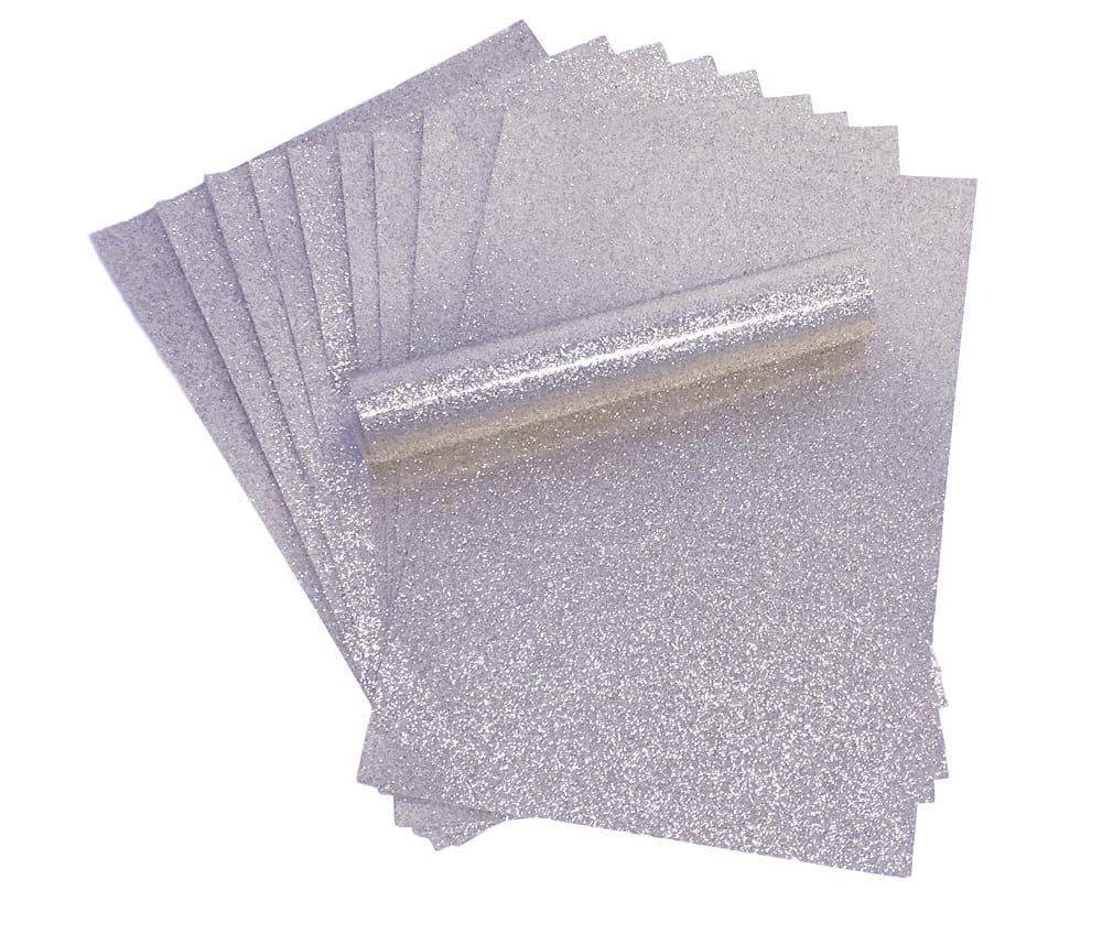 Syntego A4 Glitter Paper Sparkly Soft Touch Non Shed Thick 150gsm / 40lb Paper 10 Sheets (Silver) — image 1