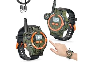 SURPER Rechargeable Walkie Talkies for Kids Radio Walky Talky with Flashlight Children Outdoor Game Interphone Gifts for Boy and Girl (2 Pieces)