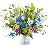HO2NLE 3 Bundles Artificial Wildflowers Fake Silk Mixed Pansies 20" Vibrant Faux Flower Arrangements Floral Bouquets for Indoor Vase Home Kitchen Table Centerpieces & DIY Crafts Wedding Spring Decor