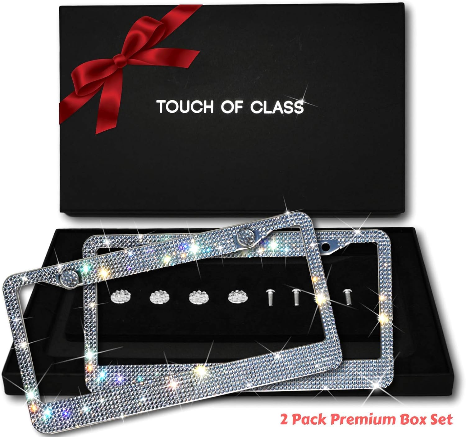 Bling License Plate Frame Set Touch of Class Diamond Cut Rhinestone