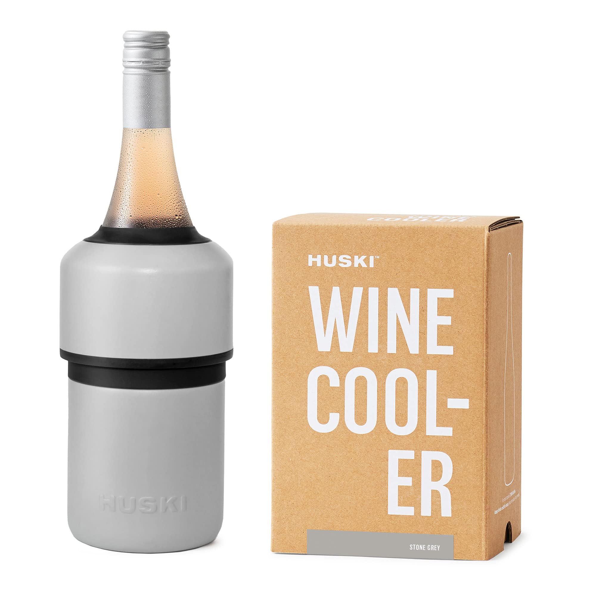 Huski Wine Cooler - Iceless Design | Keeps Wine Cold Up to 6 Hours | Next-Gen Ice Bucket | Fits Select Champagne Bottles | for Wine Lovers (Stone Grey)