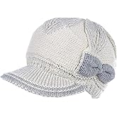 BYOS Womens Winter Chic Cable Warm Fleece Lined Crochet Knit Hat W/Visor Newsboy Cabbie Cap