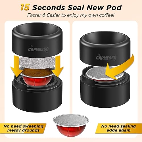 CAPMESSO Reusable Vertuo Pod Refill Kit, Faster Seal Reusable - Main Image