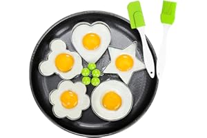 Egg Rings Set Food Grade Stainless Steel Non Stick Round Fried Egg Pancake Cooking Rings Mold Set for Frying Eggs, 5 Shapes 1