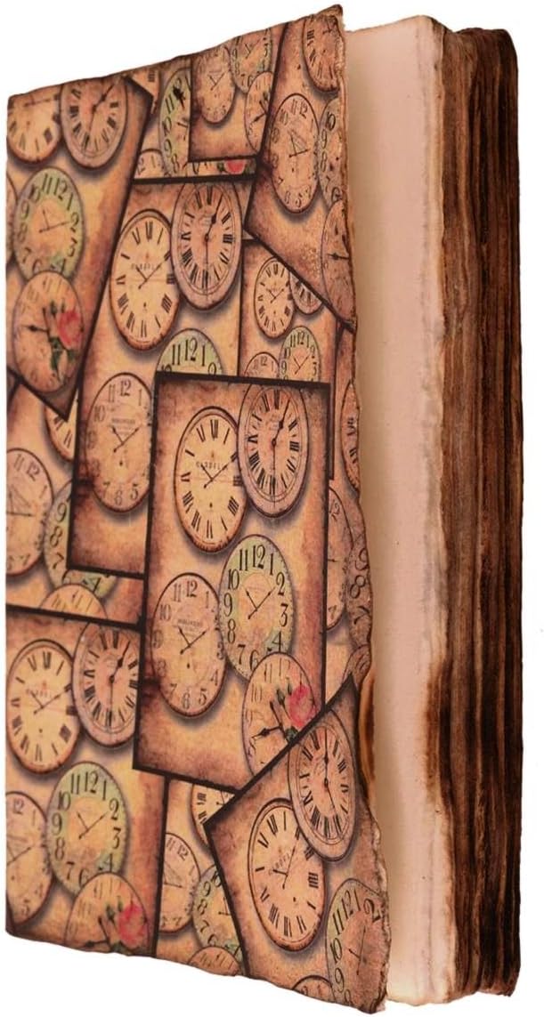 Purpledip Handmade Journal (Vintage Diary) 'Timeless Treasures': Fire Burnt Handmade Paper Notebook; Unique Gift For Personal Memoir (11115)