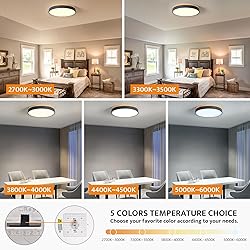 Yiisem Dimmable Wood LED Flush Mount Ceiling
