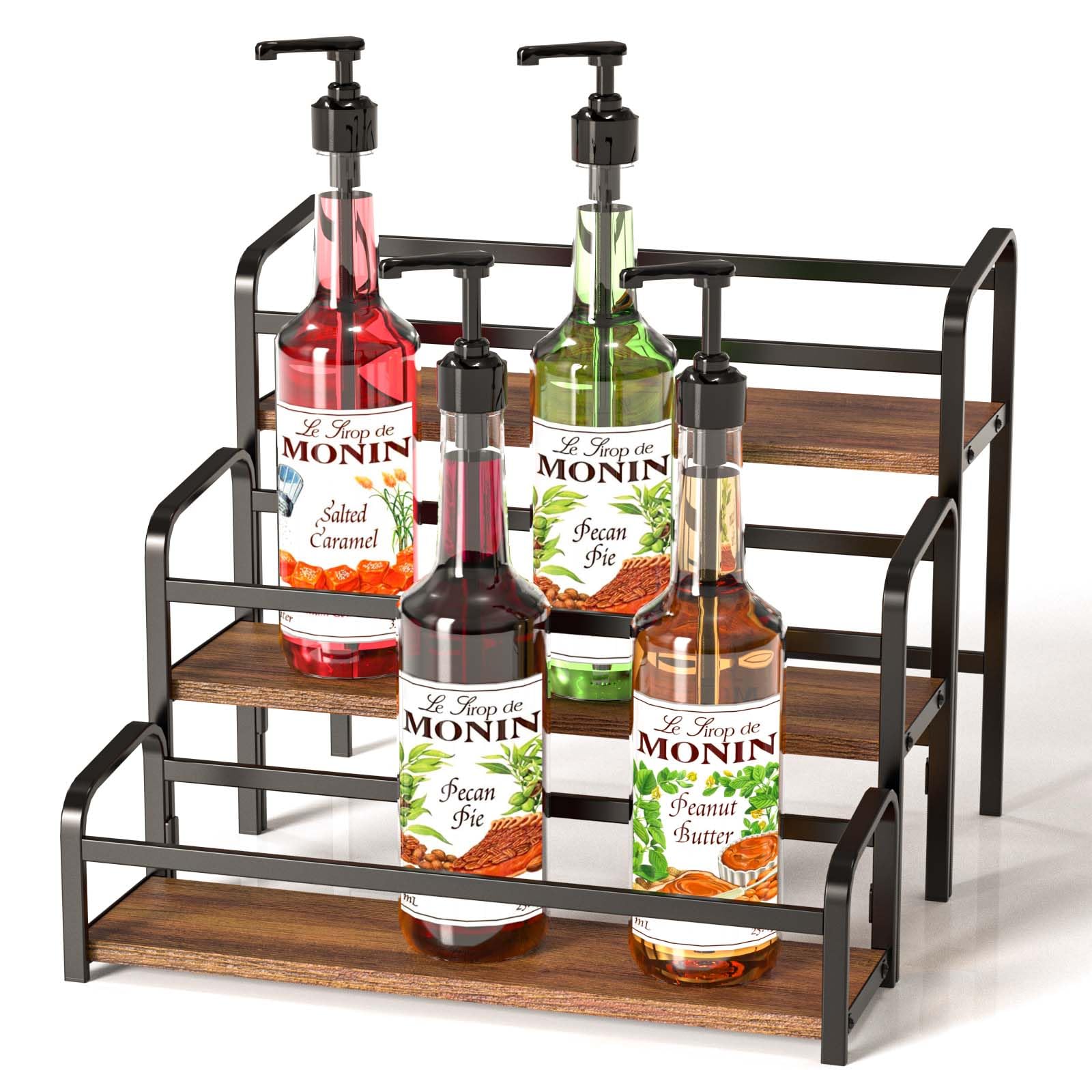 Mua Coffee Syrup Organizer, 3-Tier Syrup Rack 12 Bottles Capacity ...