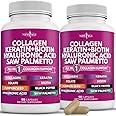 NEW AGE Collagen Pills Biotin Keratin Saw Palmetto Hyaluronic Acid - Vitamin E Folic Acid Pumpkin Seed MSM - 90 Count (Pack of 2)