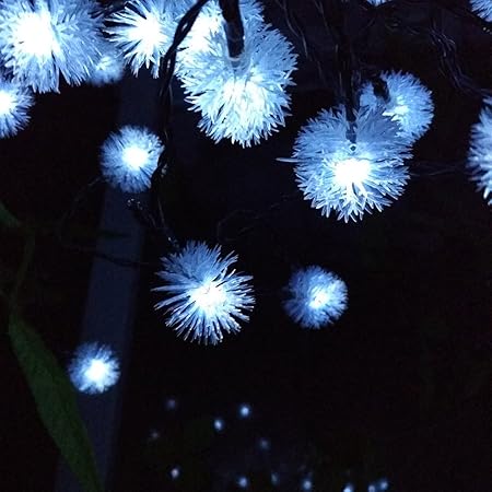 Amazon Com Snow Ball Outdoor Solar String Lights 23ft 7m 50leds