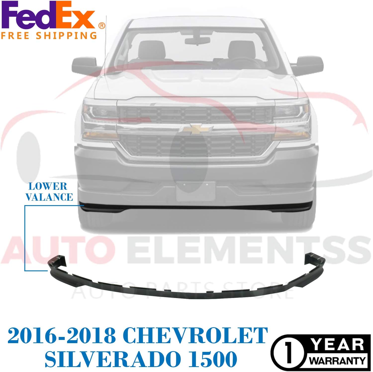 Amazon Com New Front Lower Valance Air Deflector Textured Plastic For 2016 2018 Chevrolet Silverado 1500 All Cab Types Direct Replacement Gm1092250 Automotive