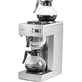 NUPANT 12-Cup Commercial Drip Coffee Maker 1.8L Pour Over Coffee Machines | 2 Warmers and 2*12 Cup Carafes, Stainless Steel, 7 Mins Fast Brewing, Easy Control for Restaruants, Office and Busy Business