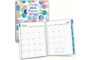 CRANBURY 2024 Large Planner Book (8.5x11, Lively), Jan 2024 to Dec 2024, Weekly Monthly Planner, Agenda 8.5 x 11, Calendar Planner, Monthly Tabs, Bookmark, Notes, Stickers