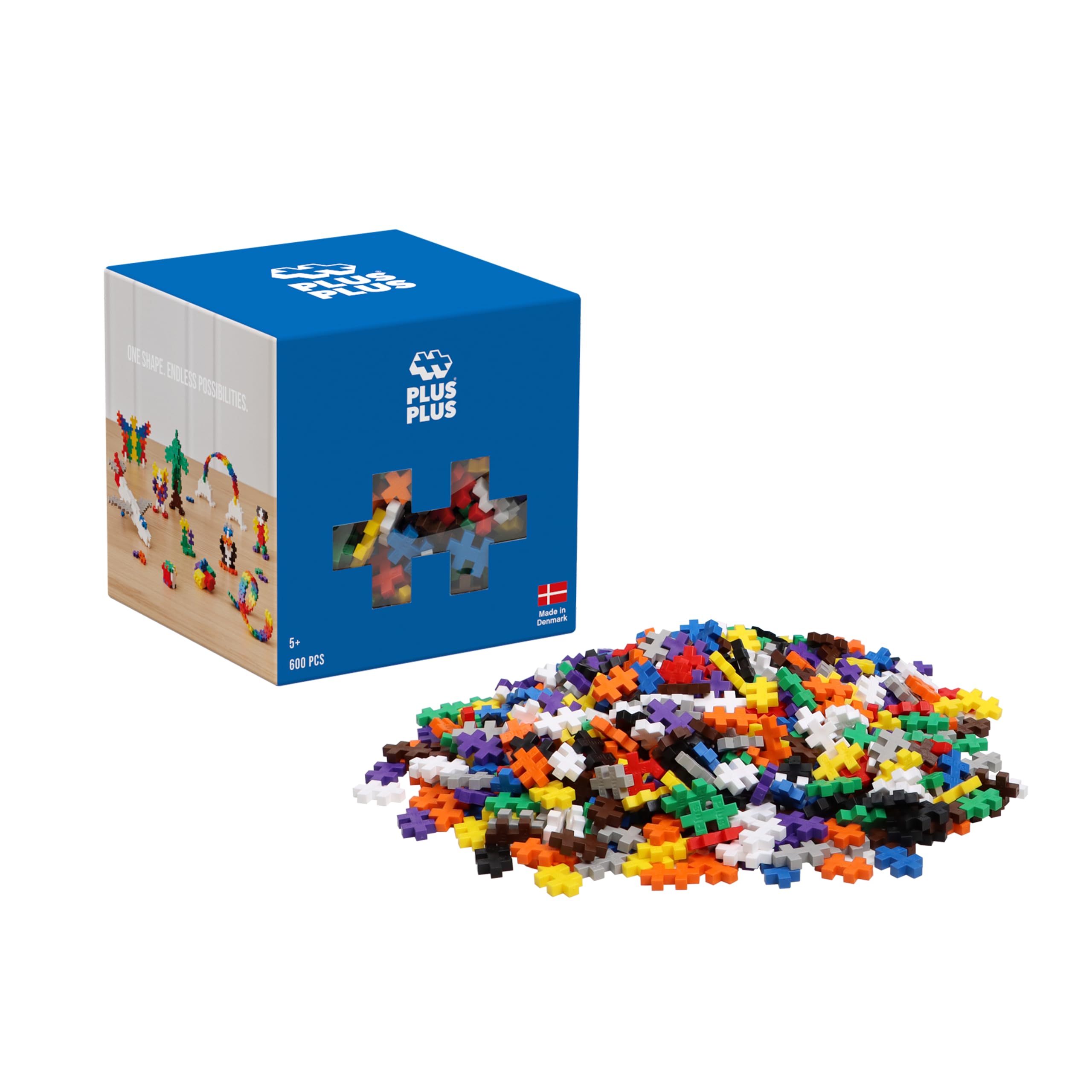 Plus Plus Building Blocks Toy - 600 pc Kids Construction Toys, Creative Learning Resources and STEM Play for Home and Travel - Girls and Boys Toys Age 5 Plus - Basic 600 Pieces — image 1