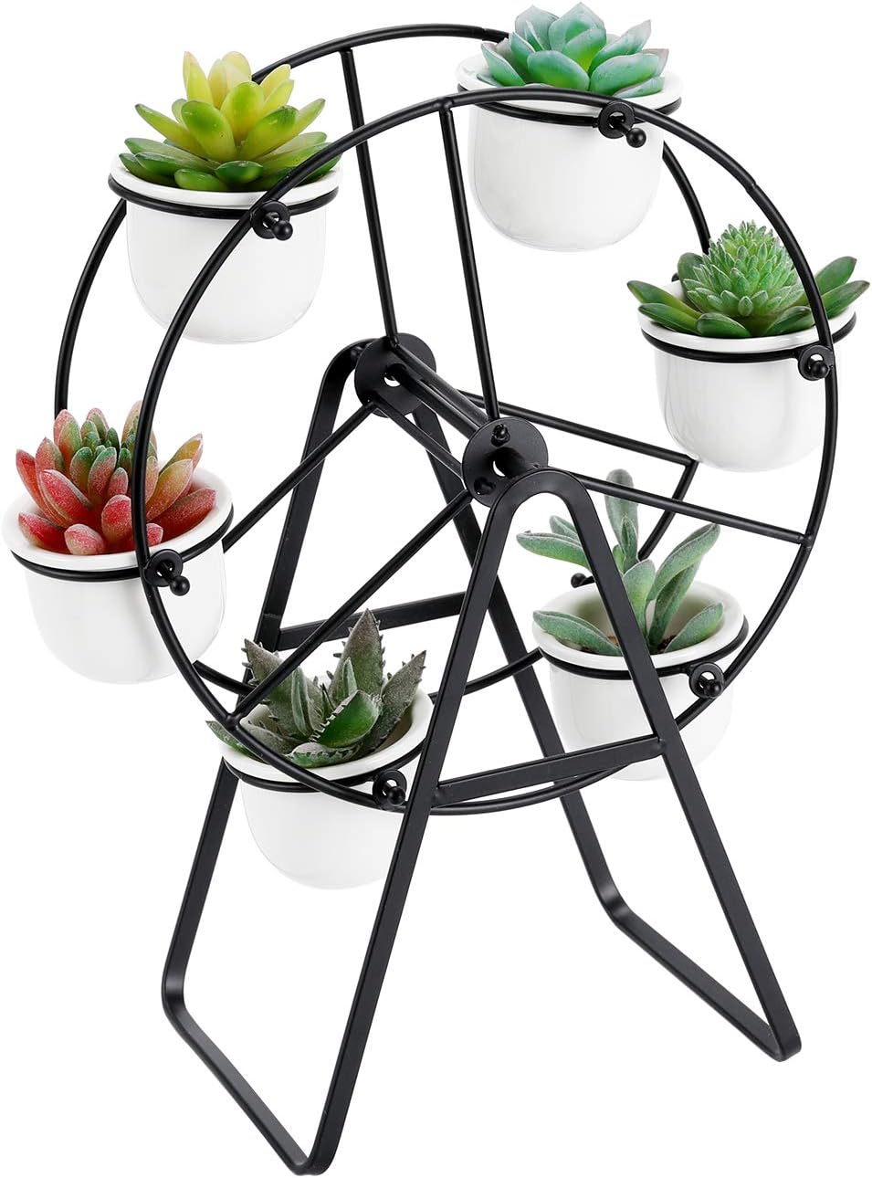 Superbpag Ferris Wheel Stand with 6 Succulent Plant Pots, Black