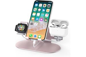 HORIME 3 in 1 Phone Stand for Desk Aluminum Apple Watch Charger Stand Phone Holder for iPhone 14 13 12 11 All Series, iWatch Series 8/SE2/7/6/SE/5/4/3/2, AirPods, iPad
