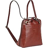 Banuce Full Grain Italian Leather Convertible Backpack Purse for Women Small Lightweight Backpack Bag for 9.7 Inch iPad Red Brown