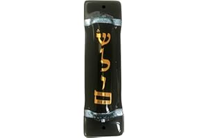 TAMARA BASKIN ART GLASS Shalom Art Glass Mezuzah, Gift Boxed with Non Kosher Scroll Included - Handmade in USA (Gloss Black)