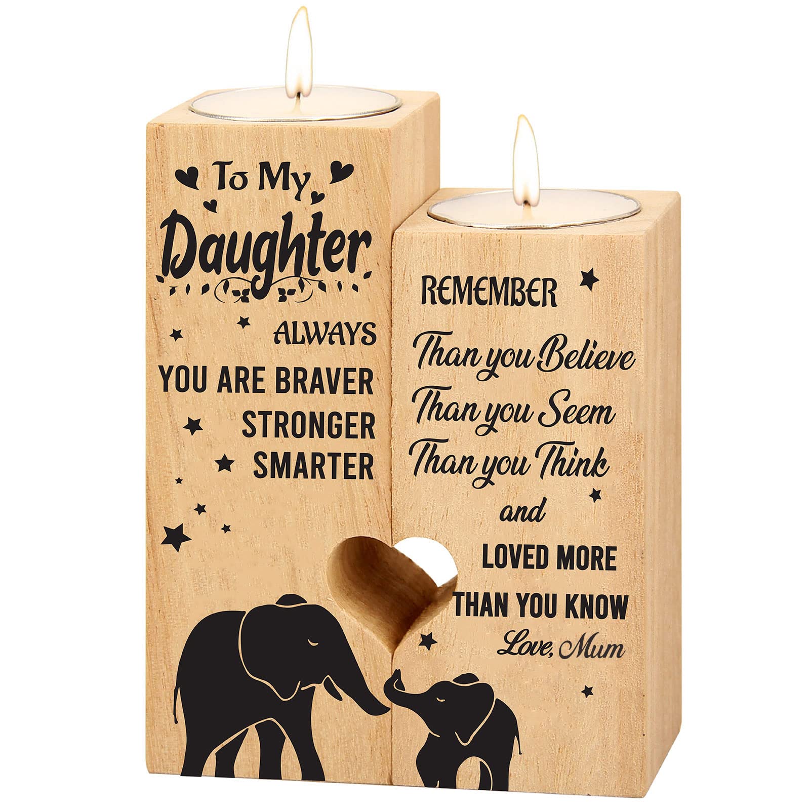 Heart-shaped Candlestick-Candle Valentines-Decoration Birthday-Wooden Candle - gifts for daughters- meaningful (To My daughter)