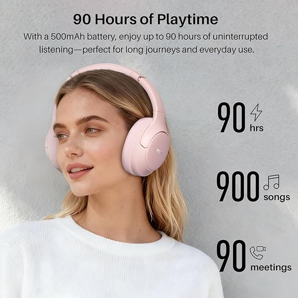 TOZO HT3 HYBRID NOISE CANCELLING HEADPHONES, 90H BATTERY LIFE WIRELESS OVER EAR BLUETOOTH 6.0 FOLDABLE HEADSET, AI VOICE ASSISTANT WITH 5 MICS, CONNECT 2 DEVICES AND HI-RES SOUND, 32 EQ AUDIO PRESETS