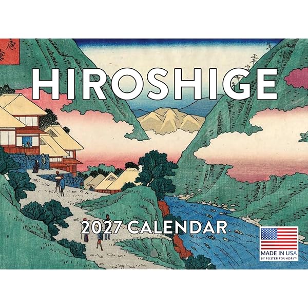 Wall Calendar 2026, Hiroshige Art, 12 Months, Large Grid Design