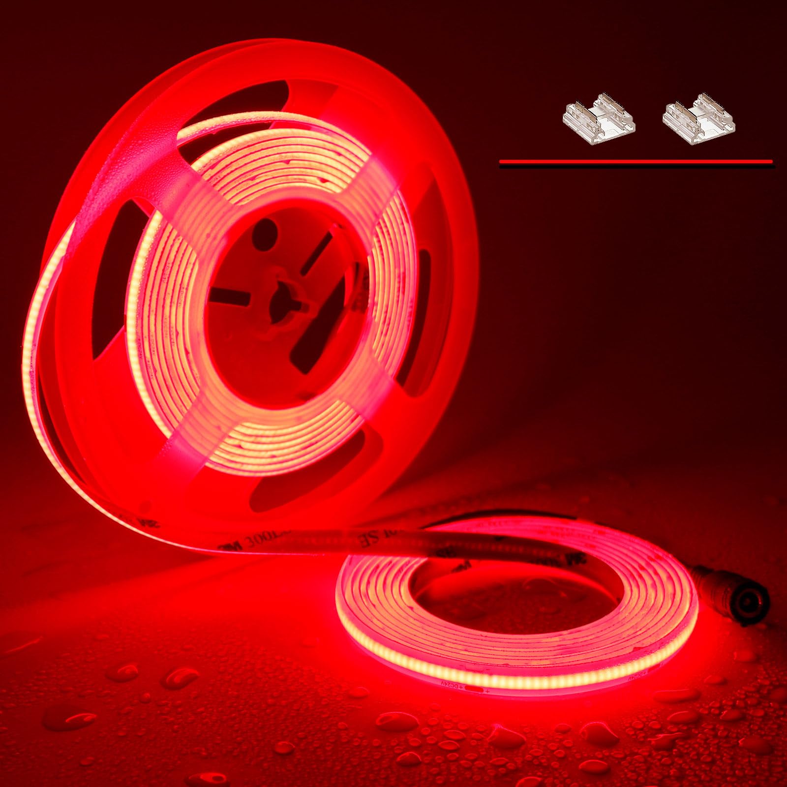 TOPAI 24V COB LED Strip Light Red Waterproof IP65 16.4ft/5M Dotless 480LED/M 2400LEDs Cuttable Flexible LED Tape Light for Cabinet Home DIY Lighting Projects — image 1