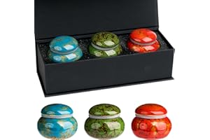 KULUSION 3Pcs Small Urns for Human Ashes, 1.7'' Mini Urns for Adult Male Female & Pet, Keepsake Ceramic Decorative Urn, Hold 1.2 Cubic Inches of Ashes(Blue,Green,Red)