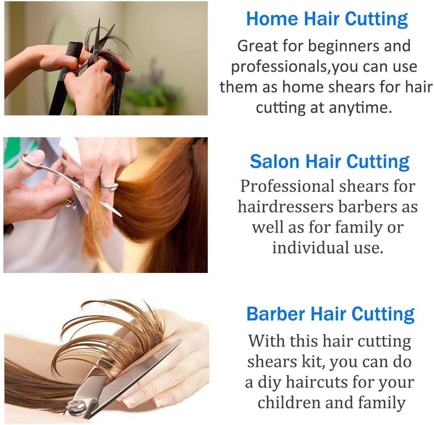 10 PCS Professional Hair Cutting Scissors 6.7inch Barber Thinning Scissors Hairdressing Shears Japanese Hair Cutting Shears Set with Cape Clips Comb for Barber Salon and Home 9010 Blue : Beauty