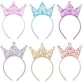 Prasacco 6 Pcs Princess Crown Headband Glitter Birthday Crown Tiara Princess Crowns for Adult Women Party Decorations Costume Party Favors