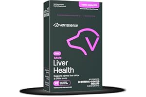 VetriScience SAMe Liver Health Tablets, 225 mg S-Adenosyl-Methionine Liver Health and Detox Supplement for Medium and Large Breed Dogs, Glutathione Antioxidant Liver Support, 30 Count