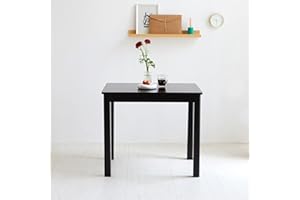 Livinia Cabin 33.5" Wooden Dining Table/Small Rectangular Modern Farmhouse Solid Wood Kitchen Table Desk (Black)