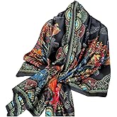 Aufeel Fashion Scarves 100% Satin Silk Scarf Long Lightweight Sunscreen Shawls Wraps for Women Hair Scarves
