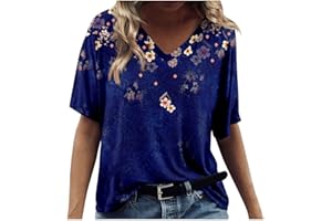 GENERIC Fashion Blouses, Women's Fashion Casual Print V-Neck Short Sleeves Printed T-Shirt