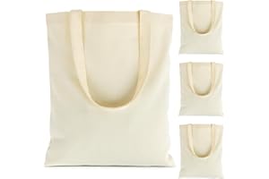 RAINFLOW Canvas Tote Bag - 4 PCS Cotton Canvas Reusable Grocery Blank Tote Bag with Handles for Crafts