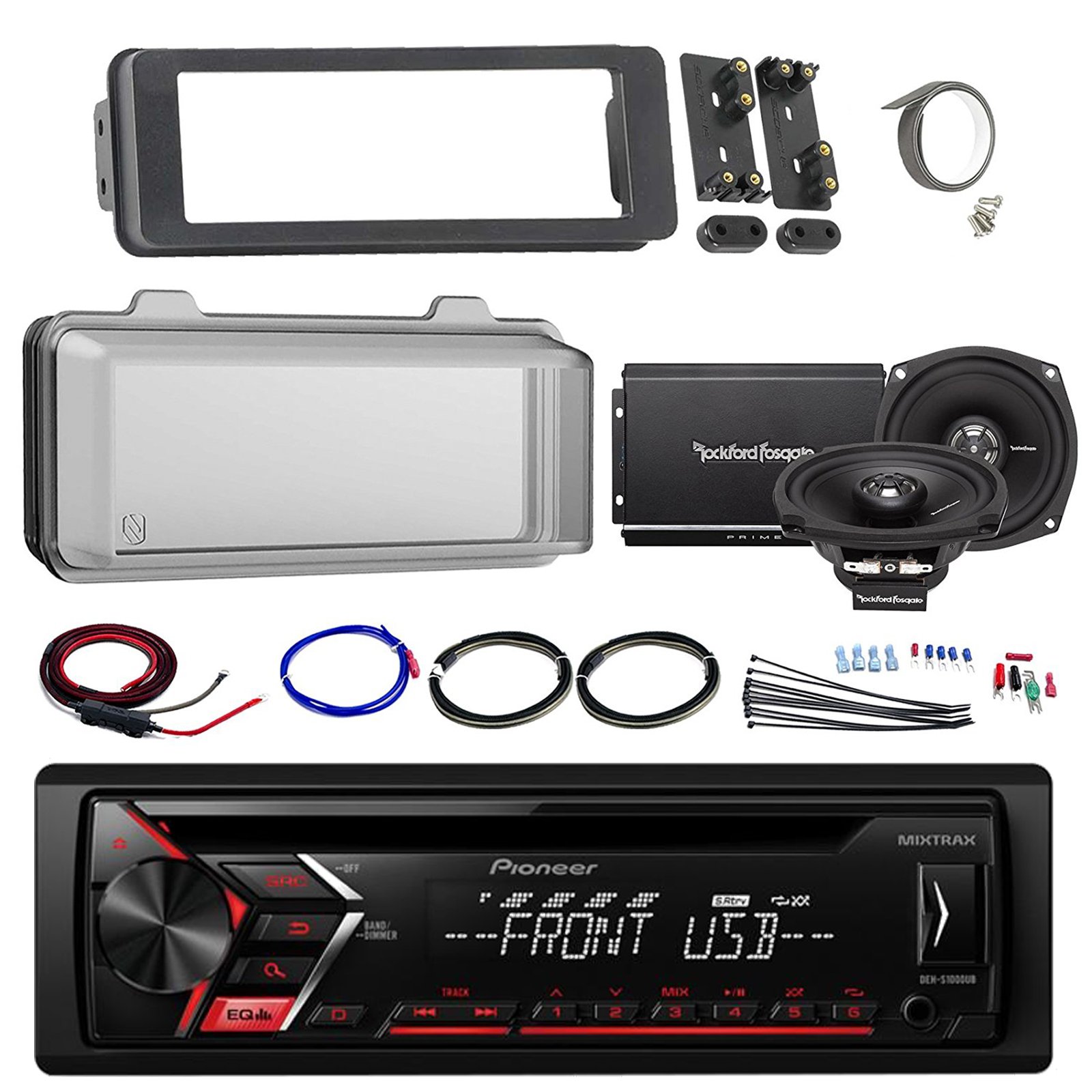 Buy Harley Audio Package of Pioneer DEHS1000UB Bluetooth CD MP3 Stereo