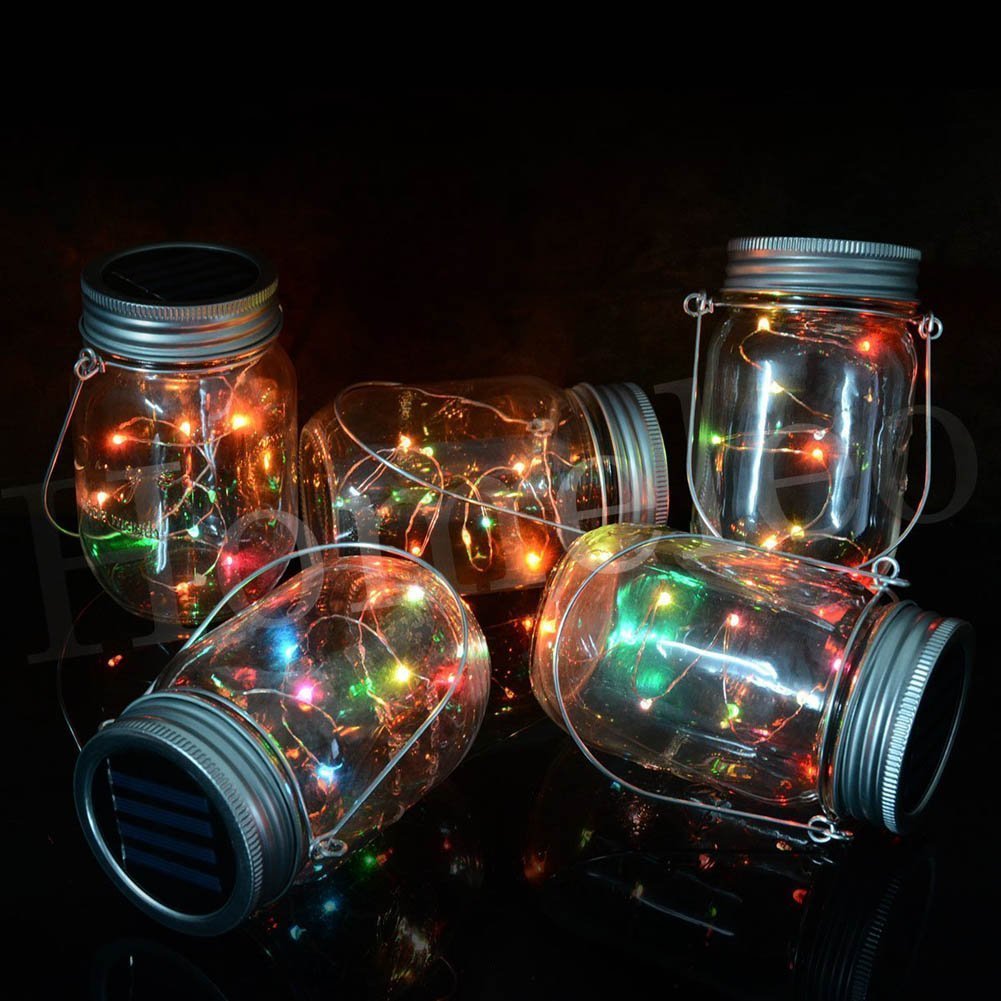Solar Mason Jar Lights Lids Rubikliss 3 Pack 10 LED Solar Fairy Lights Lids for Wedding Christmas Holiday Party Decorative Lighting Regular Mouth Jars (Multi-Color)