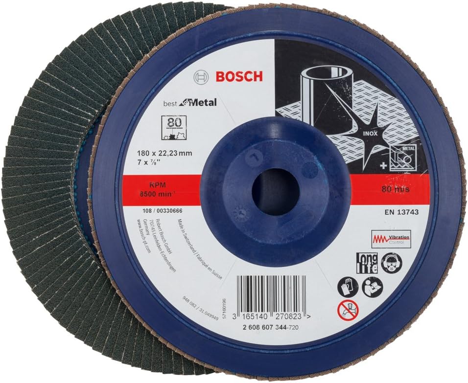 Bosch 1x PRO Metal X571 Flap Disc Straight Version Plastic for Large Angle Grinders (for Steel Stainless steel - Image 4