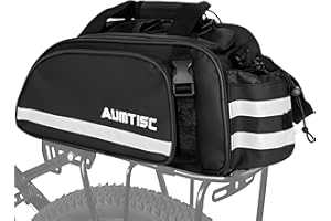 AUMTISC Bike Rear Rack Bag, 14L Bicycles Panniers Trunk Saddle Bags with Rain Cover for Ebike, Cycling Back Seat Cargo Carrier Storage Bag for Commuter Travel Outdoor