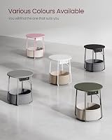 VASAGLE Round Side Table with Charging Station Dove Grey Slate Grey LET228G03 view 8