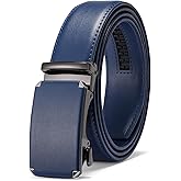 GAEKEAO Ratchet Belts for Men Dress Casual 1 3/12" Adjustable Genuine Leather Slide Buckle Designer Belt with Box Trim to Fit