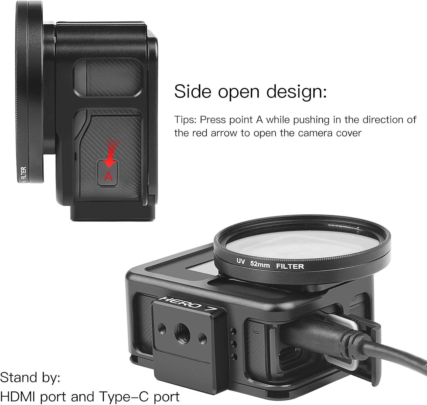 Yangers Aluminium Alloy Protective Housing Case for GoPro Hero 7 Black 6 5 Action Camera - Image 5