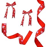 Pastel Red and Pink Strawberries with Polka Dot Grosgrain Ribbon, 1 inch x 10 Yards Fruits Ribbon for Spring and Summer Wreaths, Crafts, Trims, Hair Bow Making, Gift Wrapping (Red)