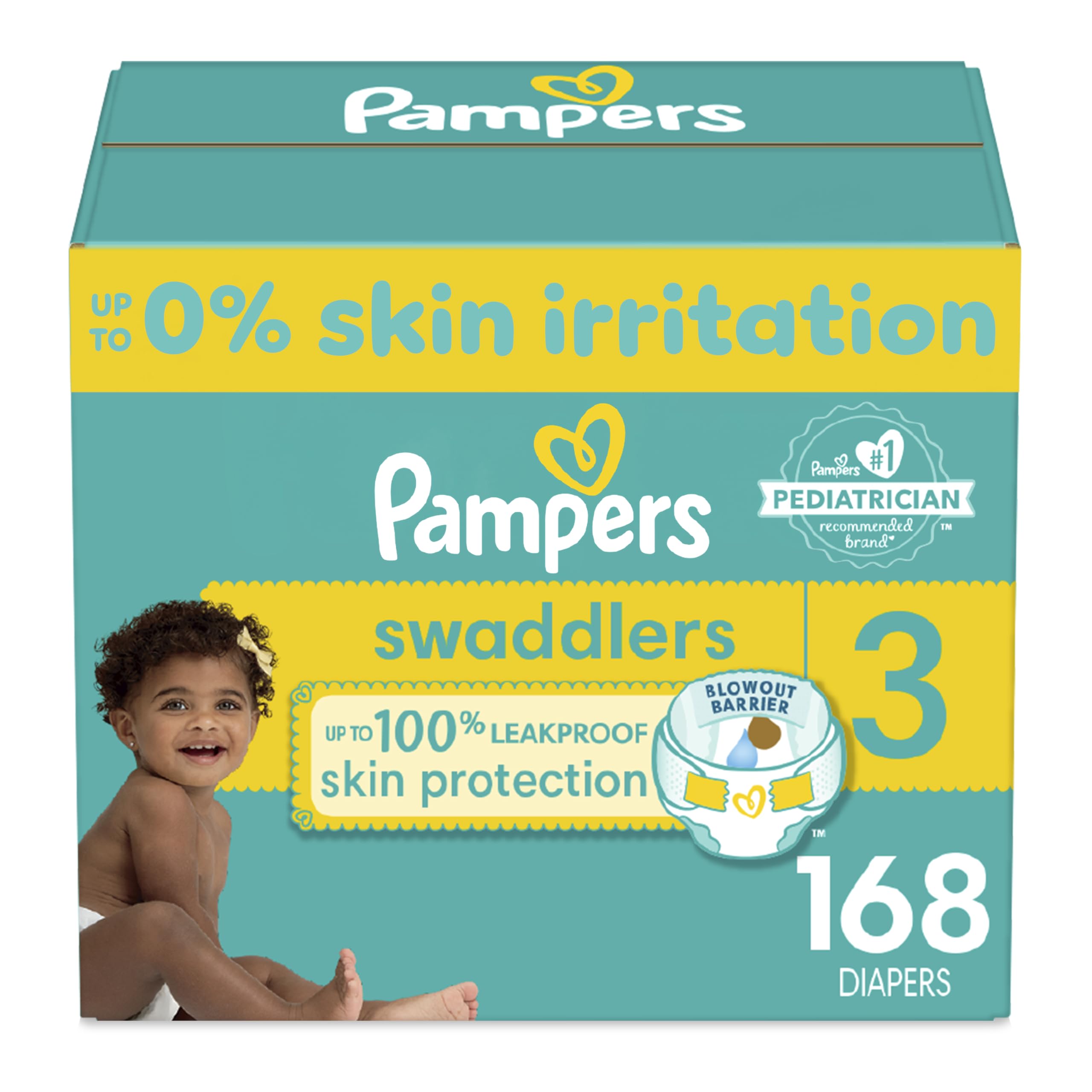 Pampers Swaddlers Diapers - Size 3, One Month Supply (168 Count), Ultra ...