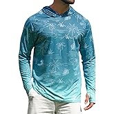 iCKER Men's UPF 50+ Sun Protection Hoodie Shirt Rash Guard Long Sleeve Shirt UV Fishing Outdoor Hiking Swimming Running