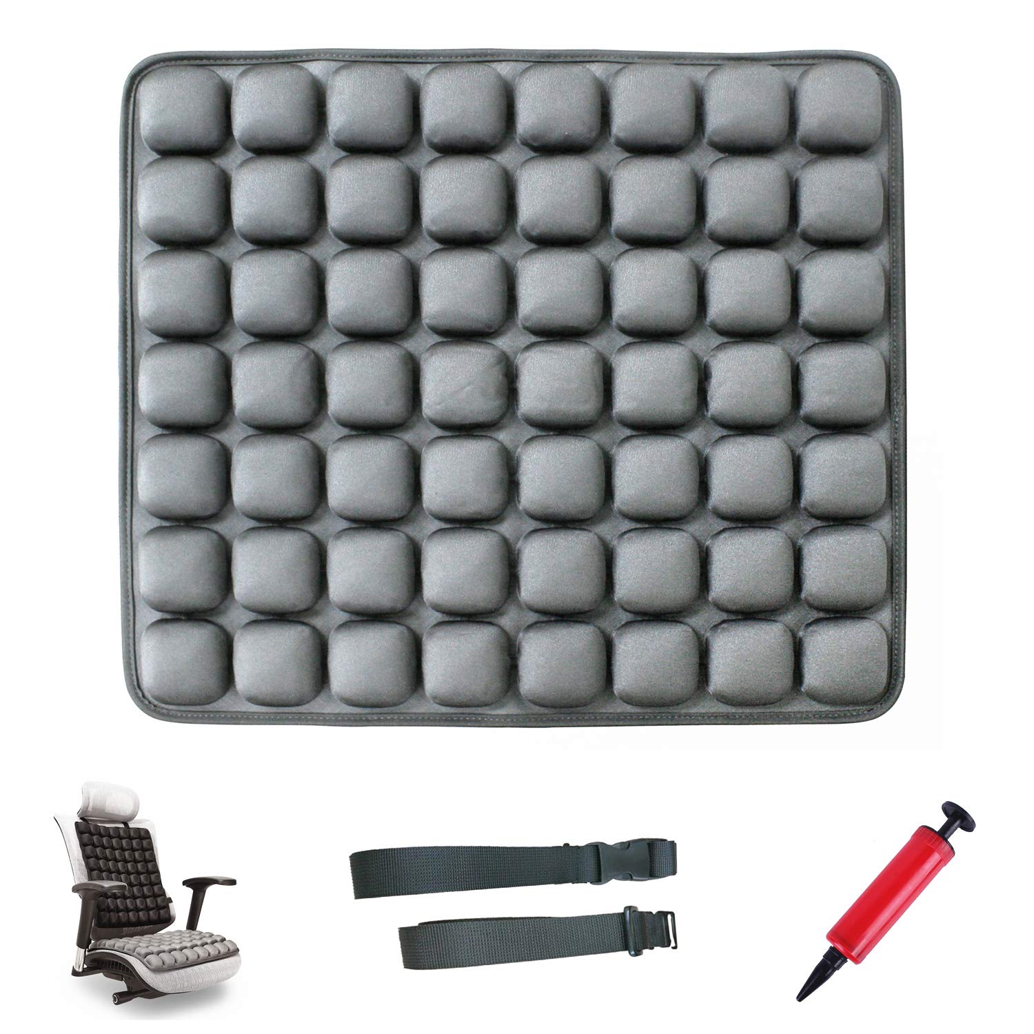 Meiyijia - Back cushion, Inflatable Orthopedic Seat & Back Cushion,for Sciatica Relief, Tailbone, and Hip Pain, Seat Pad for Car, Office Chairs, Wheelchair(Back cushion gray)