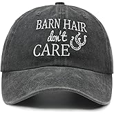 Chilltreads Barn Hair Don't Care Hat for Women, Adjustable Embroidered Baseball Cap for Horse Lover