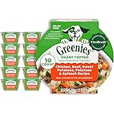 Greenies Smart Topper High Protein Wet Mix-in for Dogs, Chicken, Beef, Sweet Potatoes, Potatoes & Spinach Recipe in Vitabroth Broth- Bone Broth + Vitamins E & B1, 10 Count